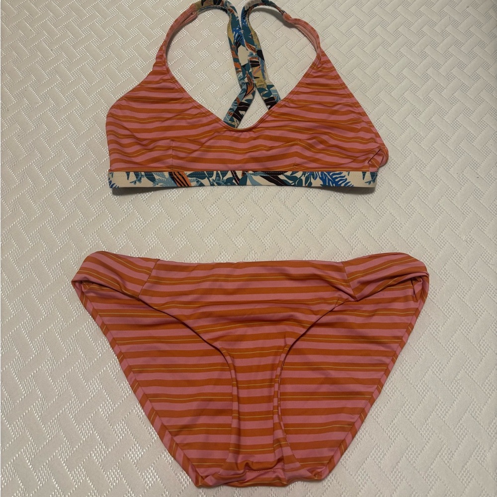 Patagonia Striped Pink and Orange Bikini Set